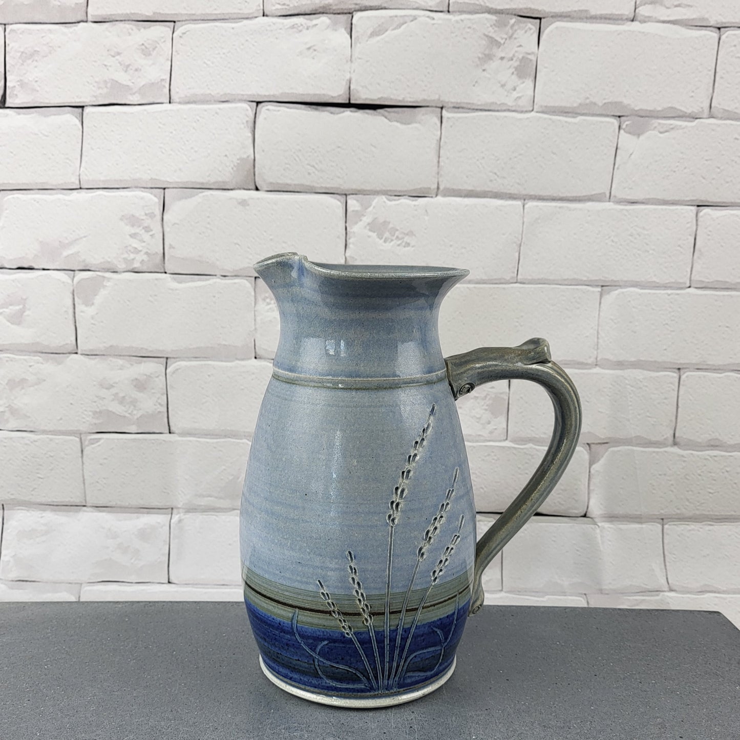 Stoneware Jug - vintage - blue and dark blue