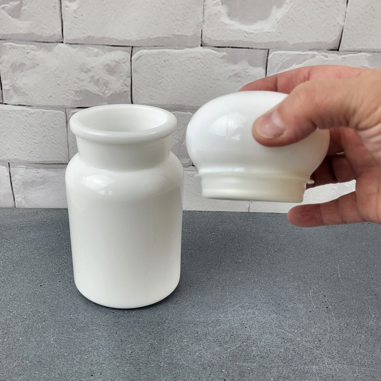 Milk Glass Apothecary Jar