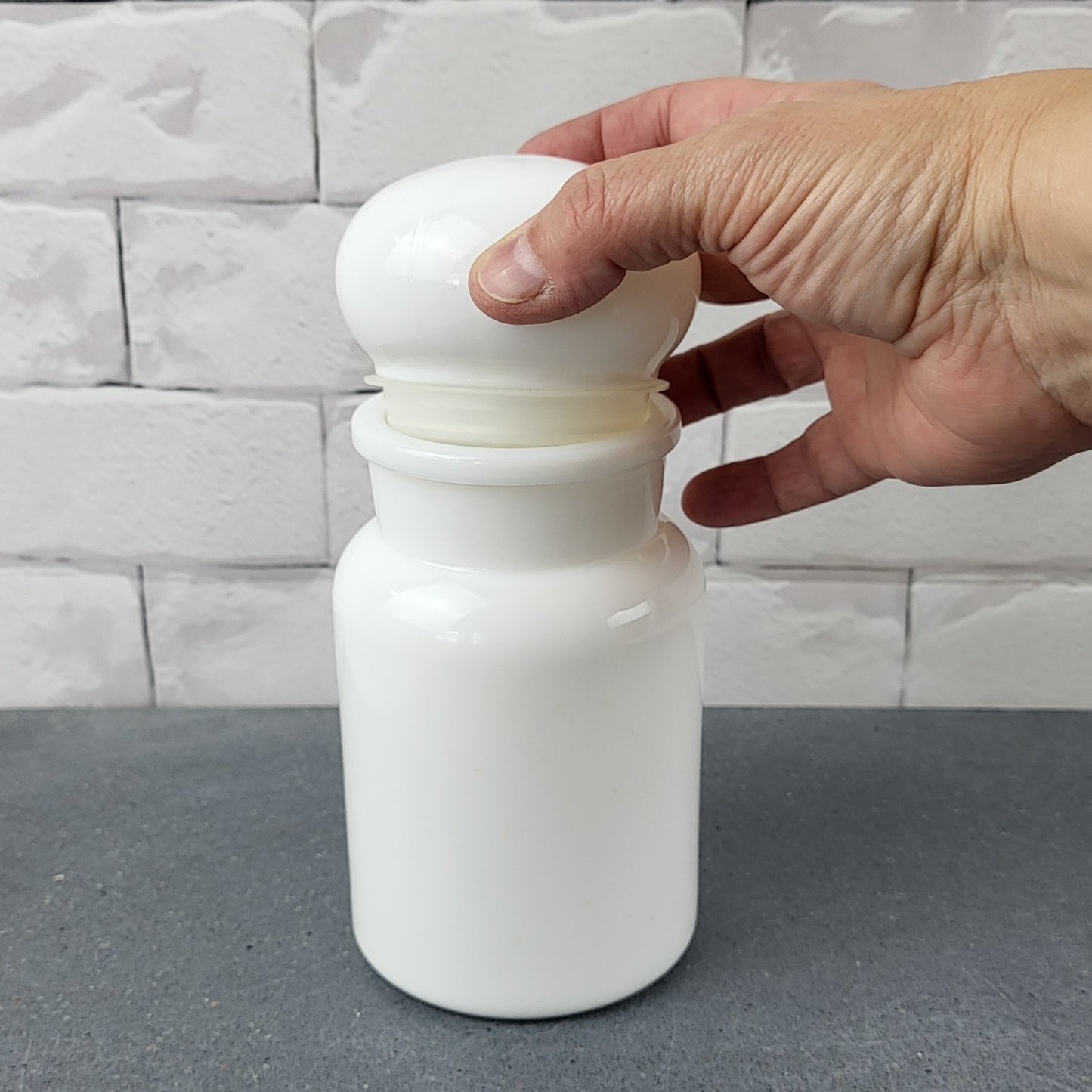 Milk Glass Apothecary Jar