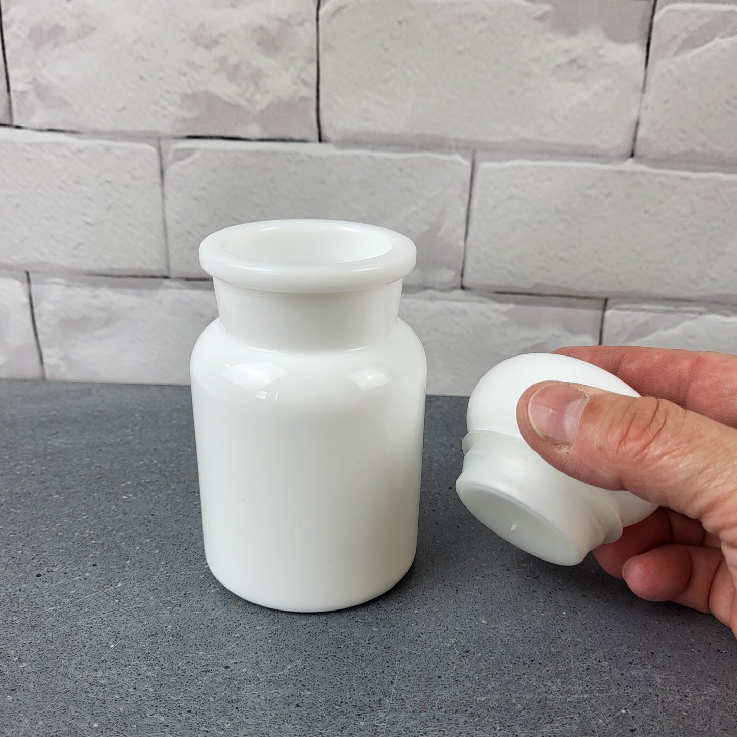 Milk Glass Apothecary Jar