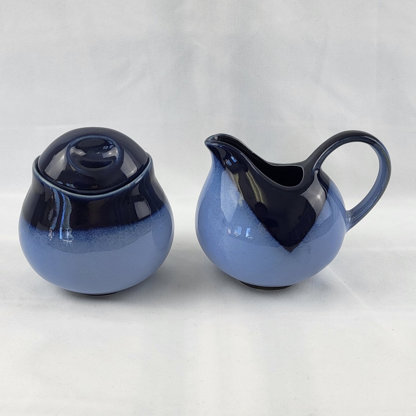 Mid Century Modern Cream and Sugar - Navy and Blue set of 2